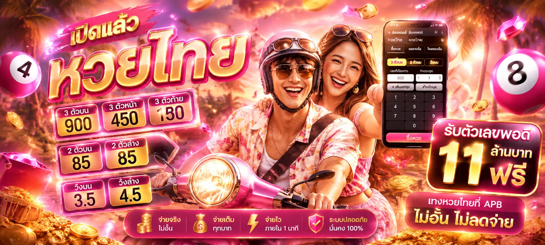 หน้าแทงหวยออนไลน์ RUAYRUAY888 จ่ายบาทละ 900 ครบทุกประเภท